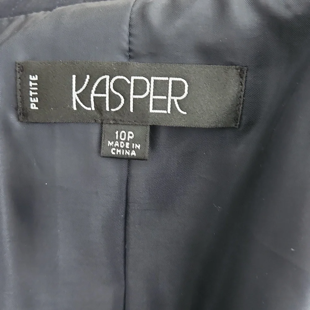 Kasper Petite 10P Navy Pinstripe Pant Suit Blazer & Trousers Career Professional - Picture 11 of 11